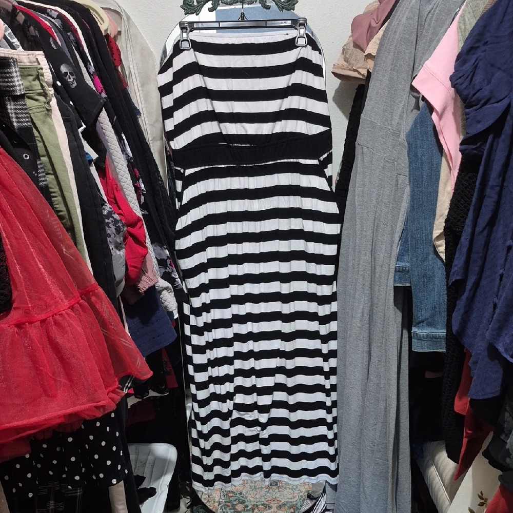 Lane Bryant Black and White Striped Dress